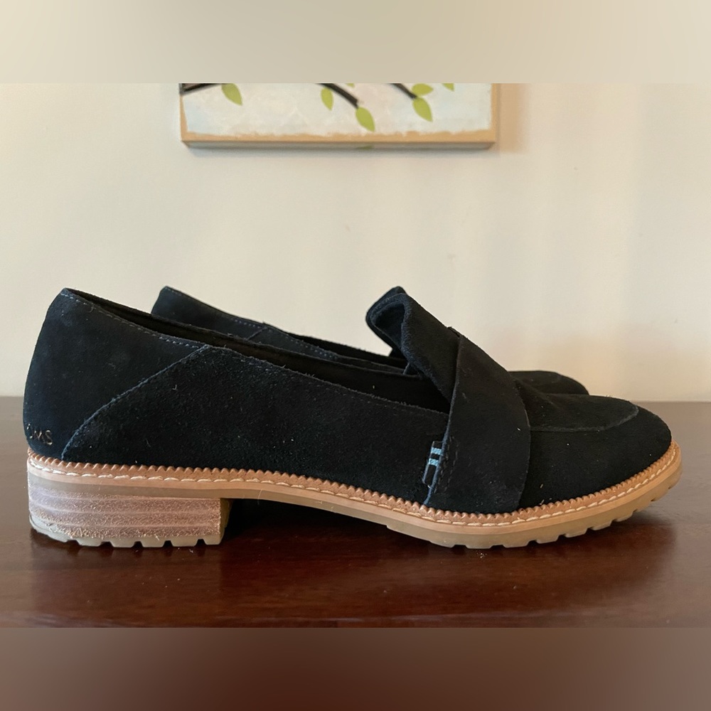 Toms suede black loafers